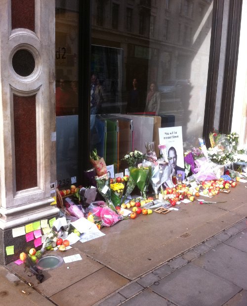 Memorial to Steve Jobs at Apple Shop in Regent Street, London, UK